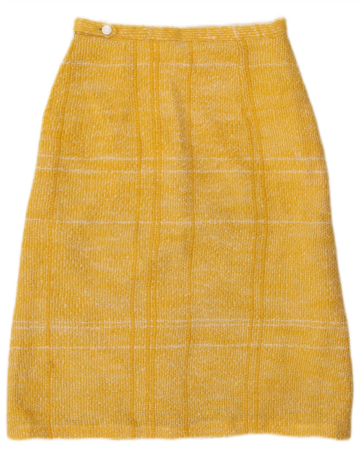 Fustă A-Line de damă vintage W26 carouri galbene mici