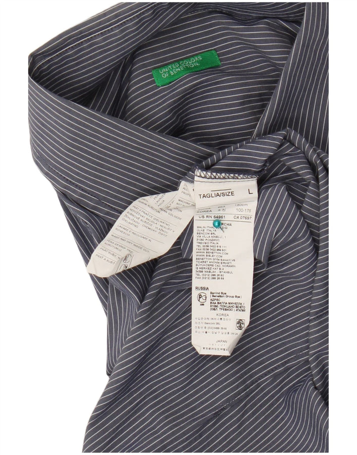 Cămașă Benetton pentru bărbați, mare, bleumarin, cu dungi, bumbac