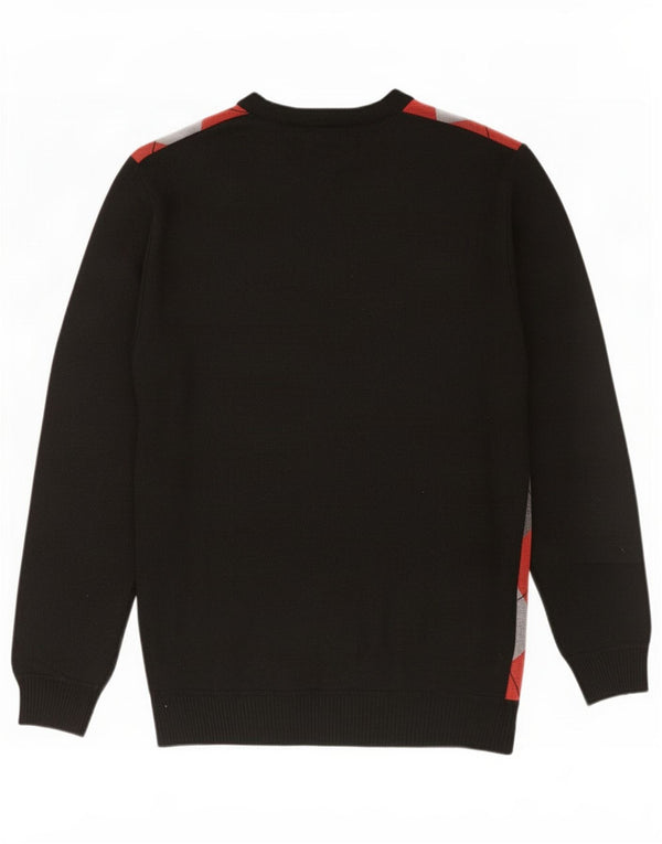 Pierre Cardin Mens V-Neck Jumper Sweater XL Black Argyle/Diamond Polyester