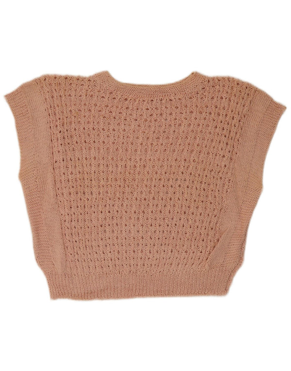 Vintage Womens Crop Vest Tank Top UK 12 Medium Pink