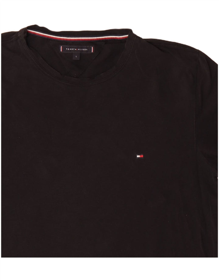 Tricou Tommy Hilfiger pentru bărbați Top mare din bumbac negru