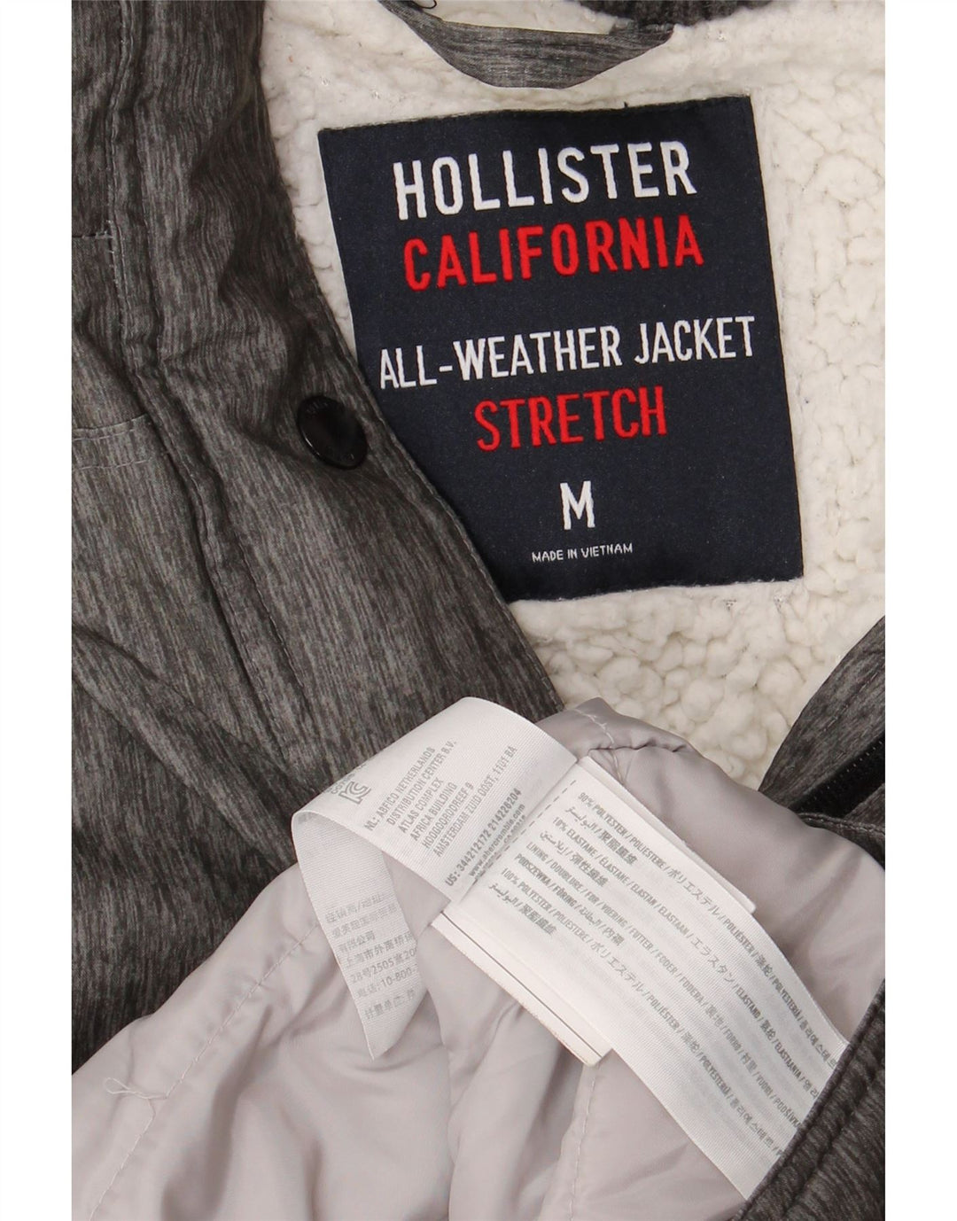 Jachetă parka cu glugă pentru femei HOLLISTER UK 14 Poliester cu pături gri mediu