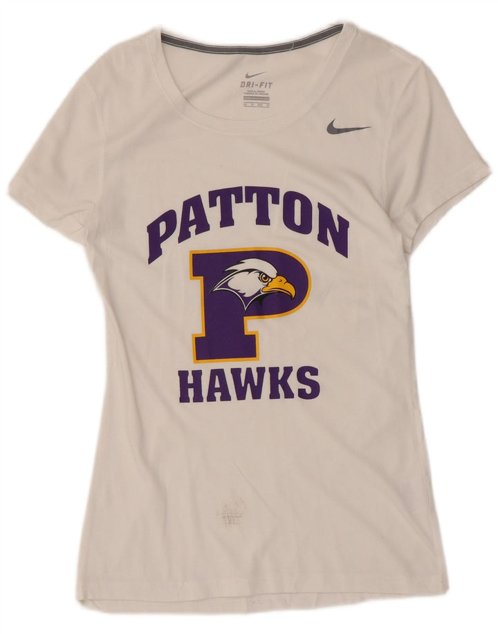 Tricou grafic Nike Patton Hawks pentru femei Top UK 6 XS Poliester alb