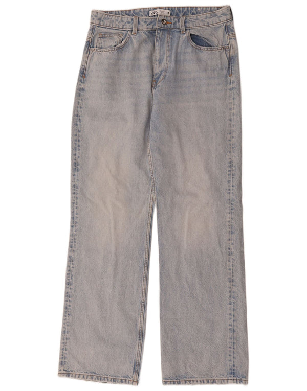 Blugi pentru femei Zara cu talie înaltă cu picioare largi EU 42 Large W32 L32 Blue Bumbac