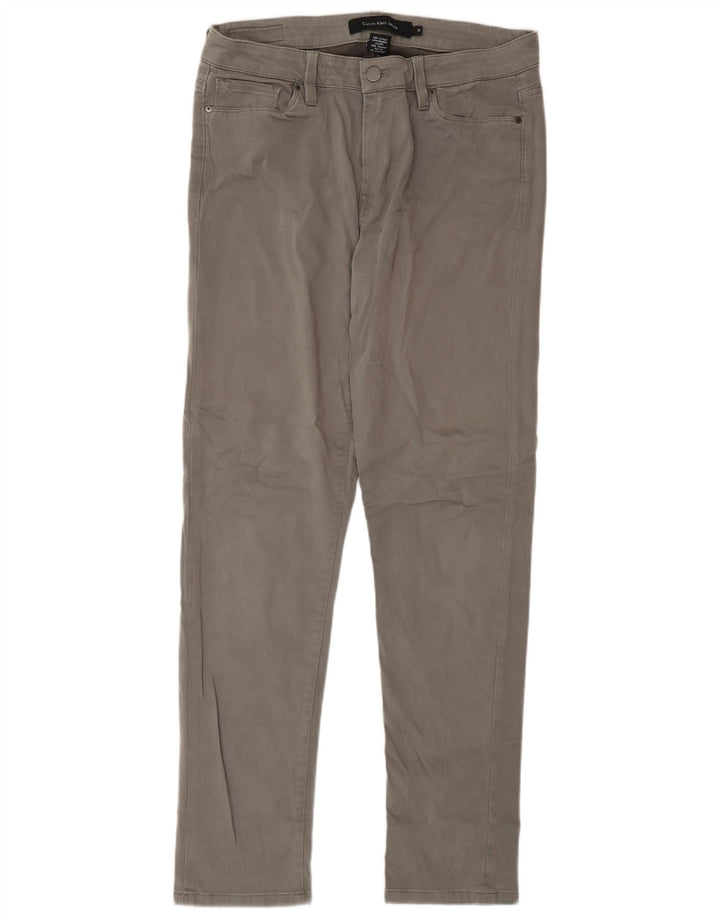 Pantaloni casual slim pentru femei Calvin Klein US 10 Medium W32 L32 bumbac gri