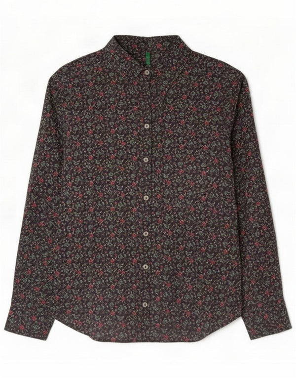 Benetton Cămașă pentru femei UK 12 Medium Bleumarin Floral