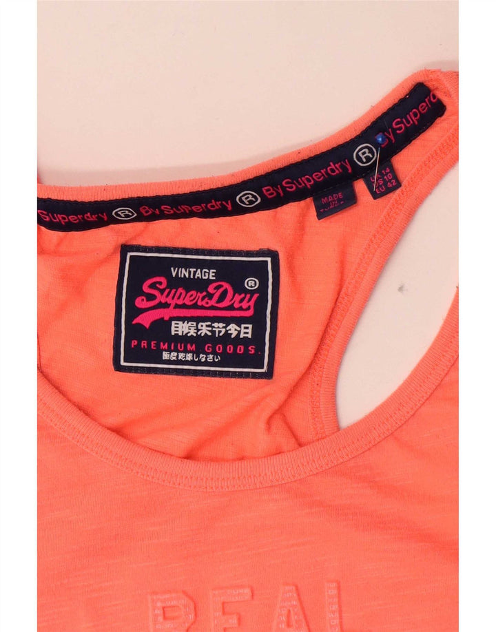 Top cu vestă grafică pentru femei Superdry UK 14 Poliester portocaliu mare
