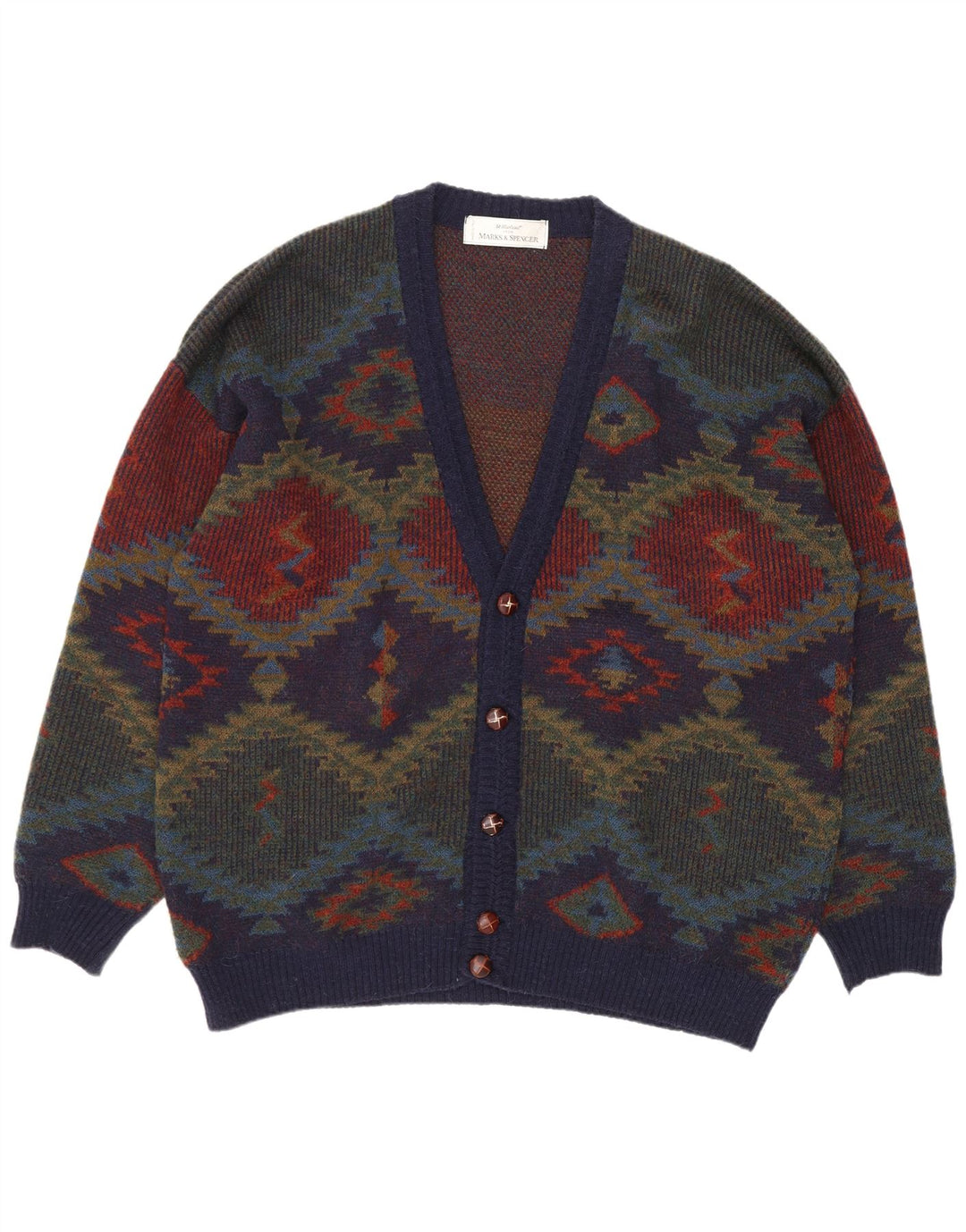 Pulover Cardigan St. Michael pentru bărbați Marks & Spencer, XL, bleumarin, retro