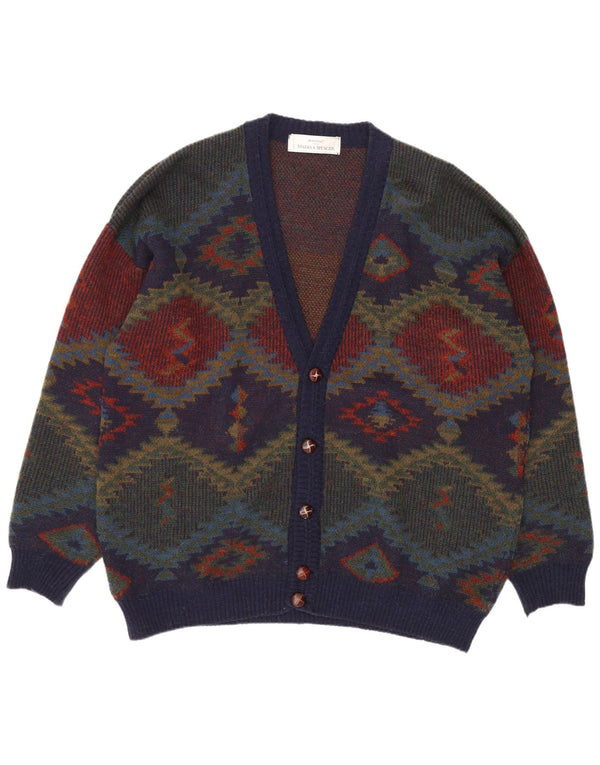 Pulover Cardigan St. Michael pentru bărbați Marks & Spencer, XL, bleumarin, retro