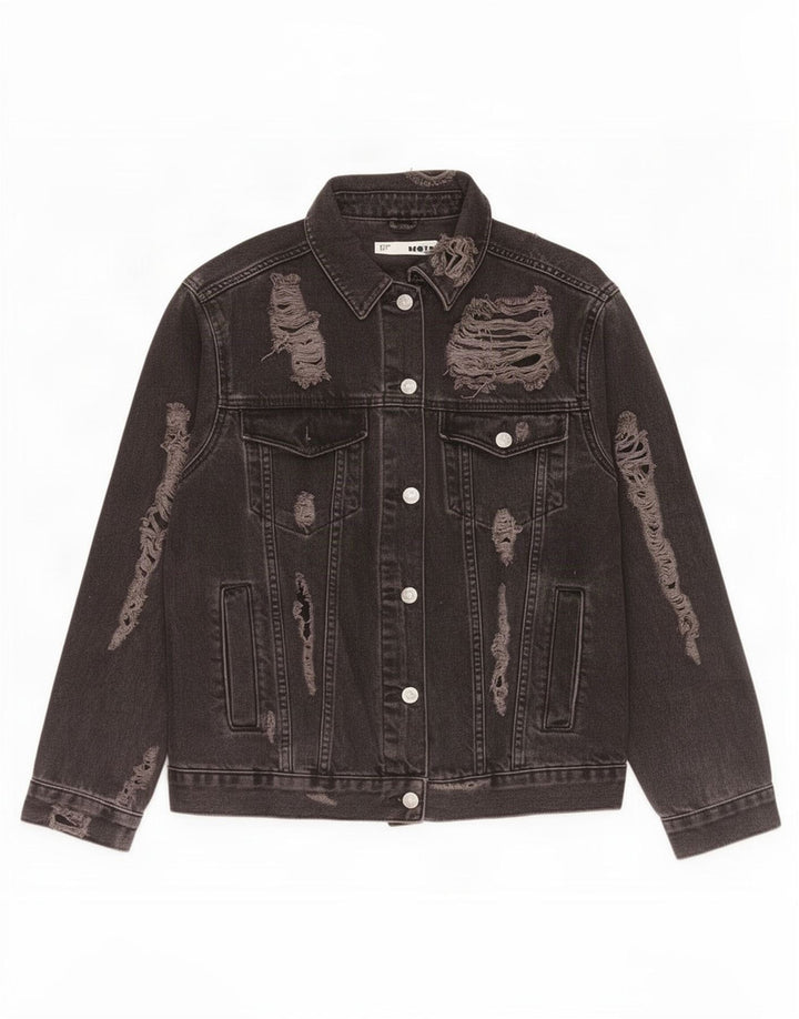 Jachetă de blugi supradimensionată pentru femei Topshop UK 10, bumbac negru mic