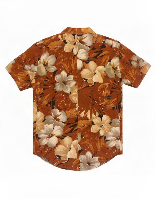 Bluză cămașă cu mânecă scurtă pentru femei vintage UK 18 XL maro floral