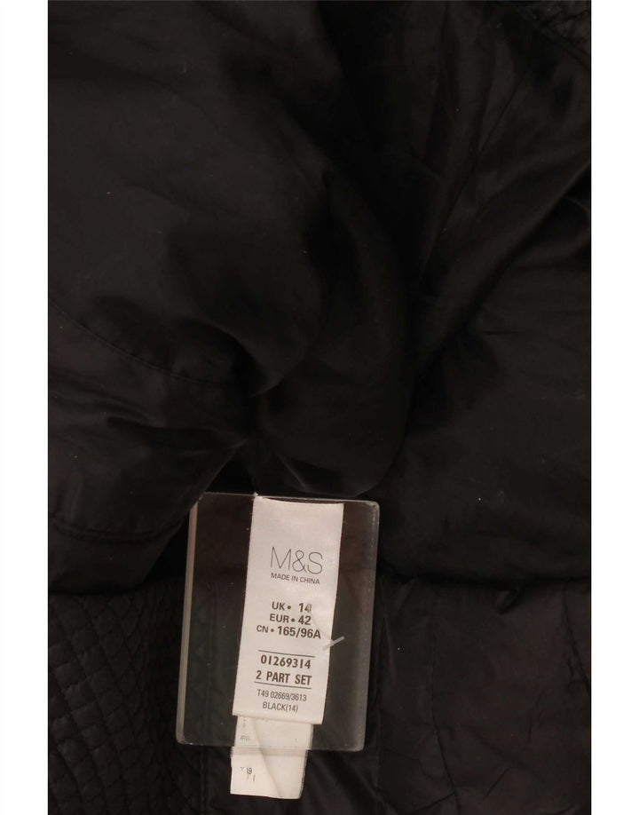 Jachetă matlasată cu glugă pentru femei Marks & Spencer UK 14 Poliester negru mare