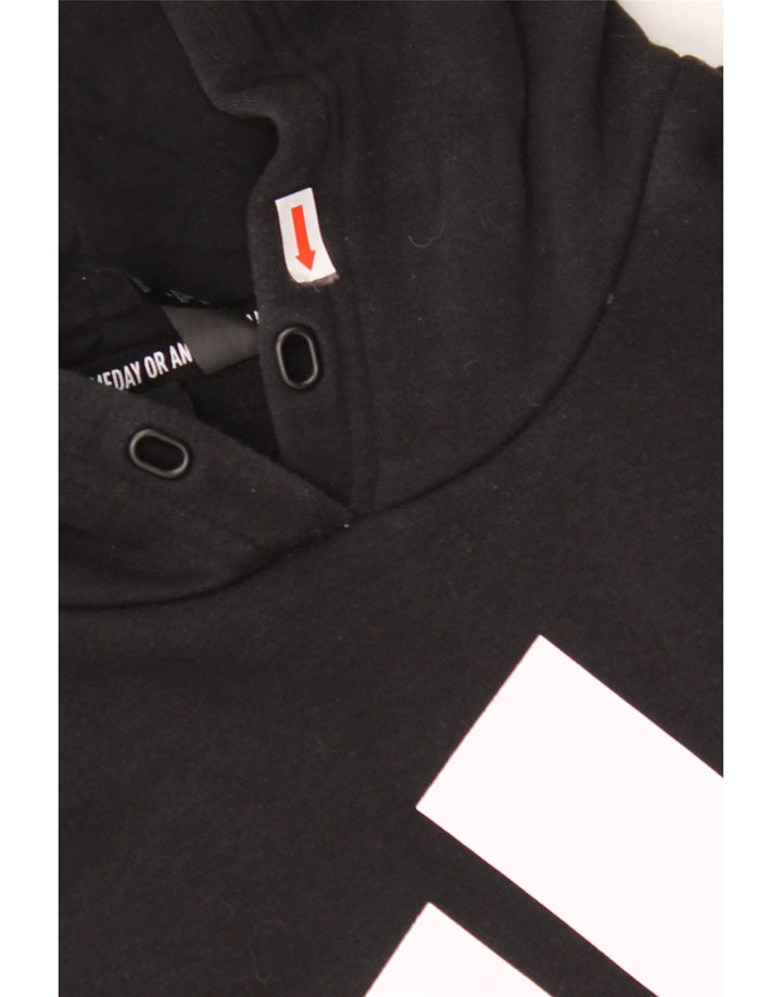 ADIDAS Pulover cu glugă cu grafic pentru femei UK 24/26 2XL bumbac negru