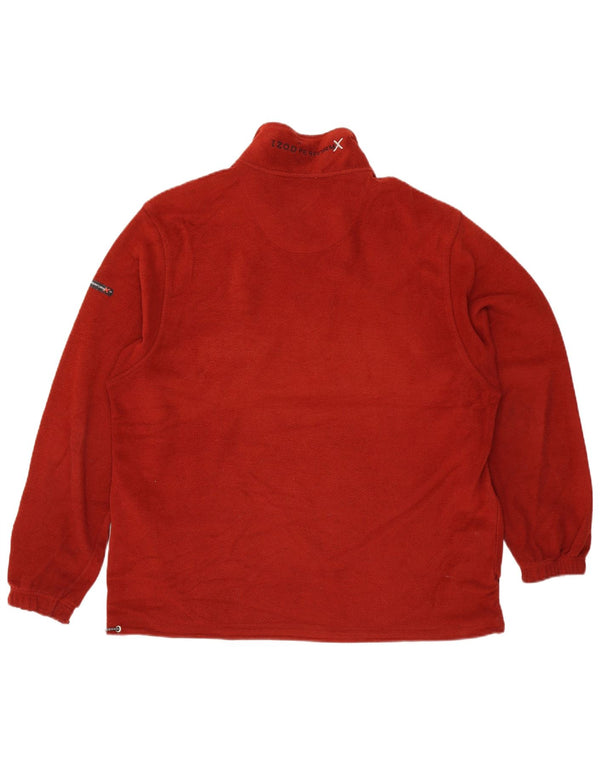 Pulover Izod pentru bărbați, cu fermoar și gât, poliester roșu XL