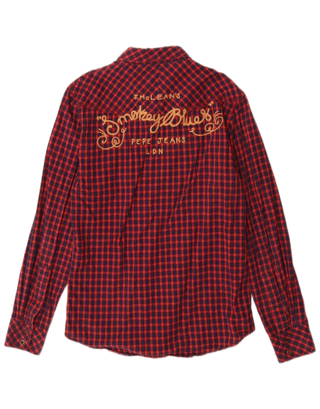 Cămașă din flanel cu grafică pentru bărbați PEPE Jeans, din bumbac roșu vichy