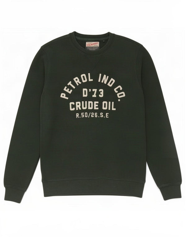 Petrol Industries Mens Graphic Sweatshirt Jumper Small Green Cotton