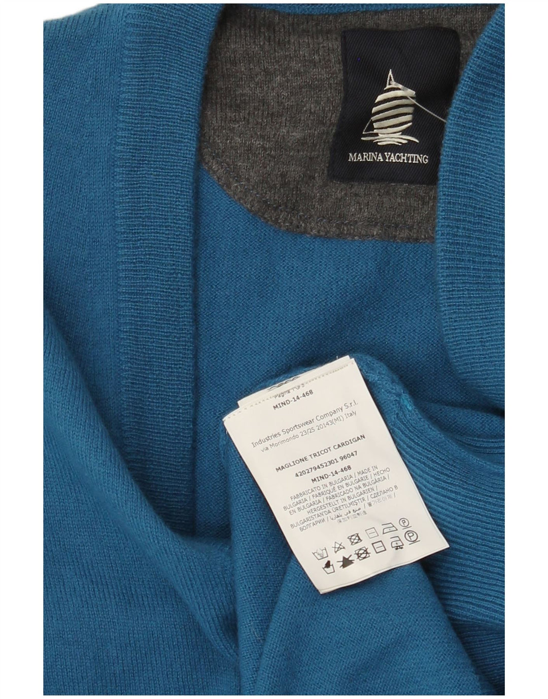 MARINA YACHTING Mens Cardigan Sweater 2XL Blue Wool