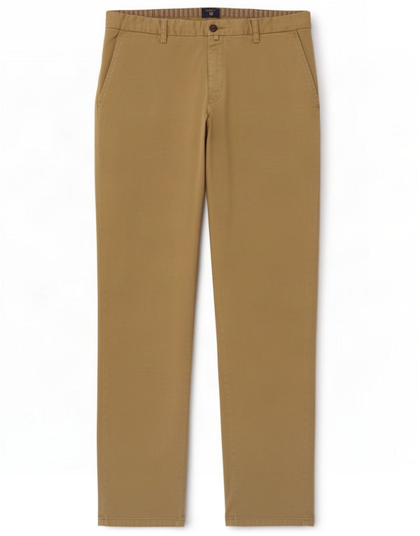 Gant Mens Slim Chino Trousers W34 L32 Beige Cotton