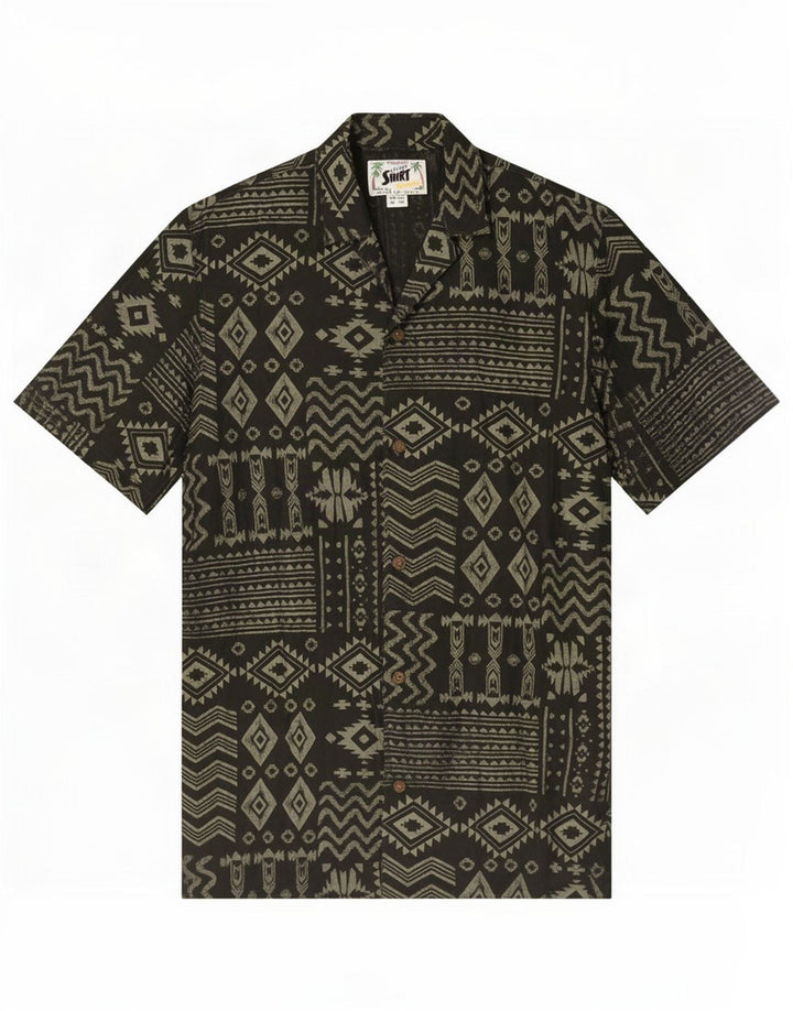 Cămașă cu mânecă scurtă pentru femei Pull & Bear, viscoză geometrică, neagră
