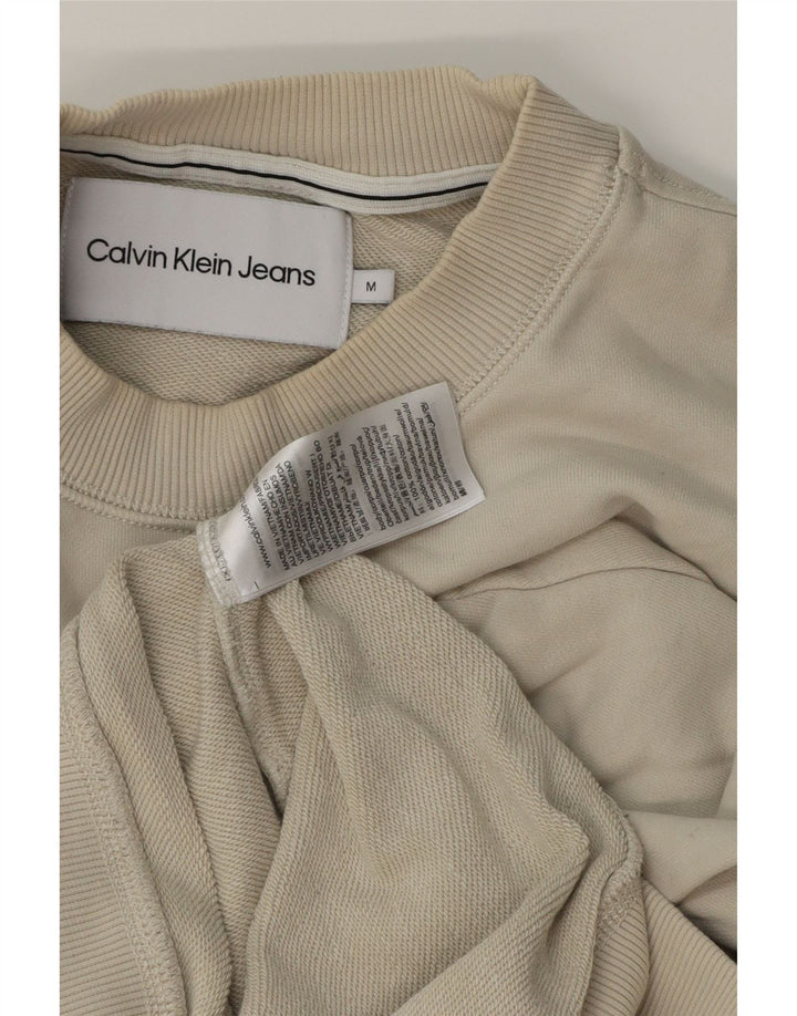 Pulover Calvin Klein Jeans pentru bărbați, cu grafică, din bumbac alb mediu