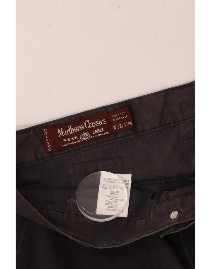 Pantaloni cargo drepti pentru bărbați Marlboro Classics W32 L28 bumbac negru