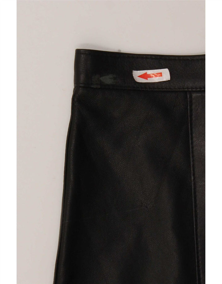 Fusta Mini din piele Vintage pentru femei W28 Medium Black