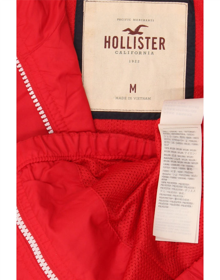 Jachetă de ploaie cu glugă pentru femei Hollister UK 12 Medium Red Nylon