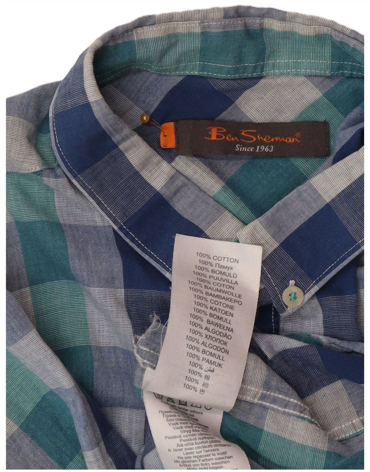 Cămașă cu mânecă scurtă pentru bărbați Ben Sherman, bumbac cu carouri albastre mari