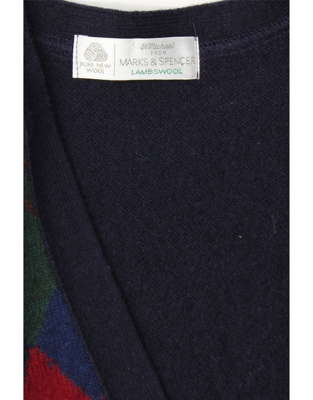 Pulover cardigan pentru bărbați Marks & Spencer, mare, bleumarin, Argyle/Diamond