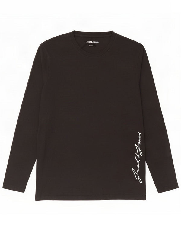Jack & Jones Mens Graphic Top Long Sleeve Large Black