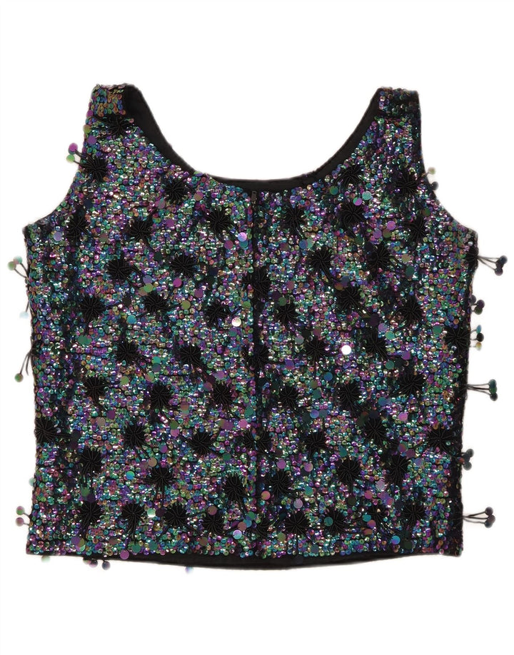 Top bluză fără mâneci pentru femei MA CHERIE IT 42 Medium Black Colorblock