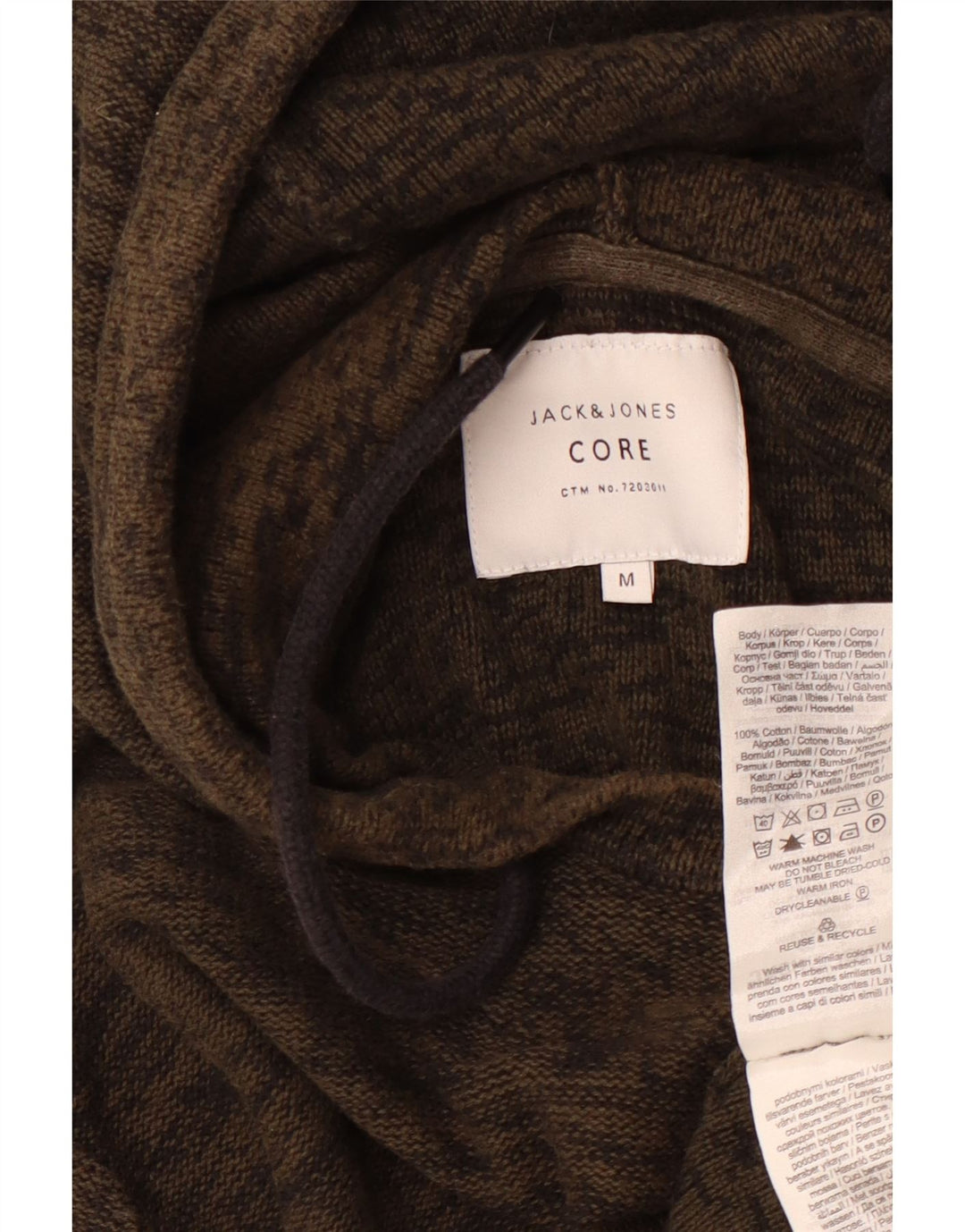 JACK & JONES Pulover cu glugă pentru bărbați, bumbac cu pete mediu kaki