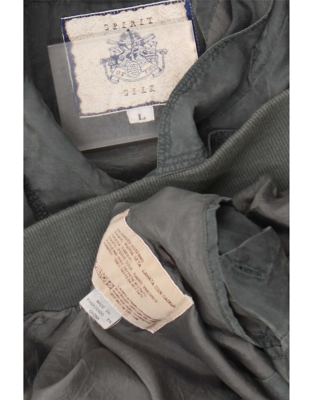 Bomber vintage pentru bărbați UK 40, mare, gri din mătase