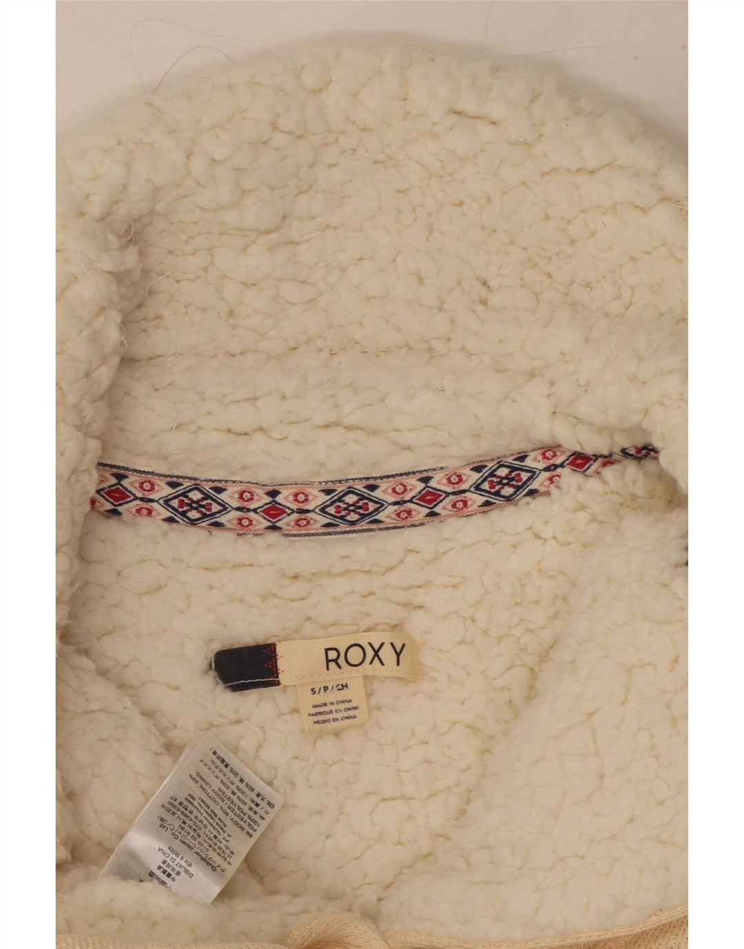 Jachetă de trening Sherpa ROXY pentru femei UK 10, bumbac alb, mic