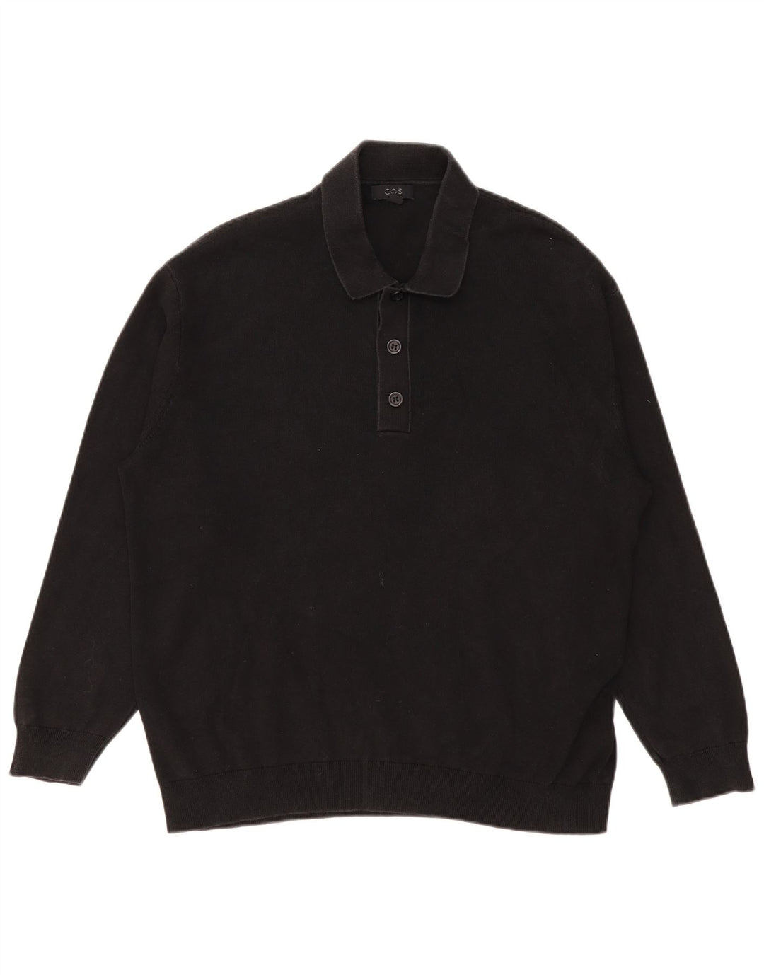Tricou polo cu mânecă lungă pentru bărbați Cos, bumbac mediu negru