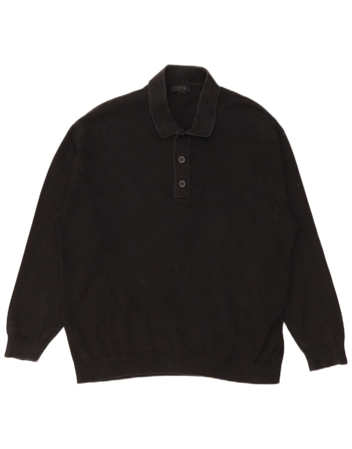 Tricou polo cu mânecă lungă pentru bărbați Cos, bumbac mediu negru
