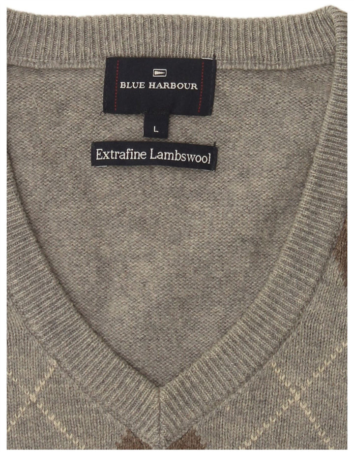 Bluză pentru bărbați Blue Harbour, maiuu mare, gri Argyle/Diamond Lambswool