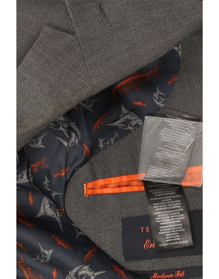 Jachetă pentru bărbați Ted Baker, cu 2 nasturi, cu formă modernă, poliester gri US 42 XL