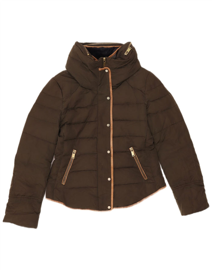 Jachetă căptușită cu glugă pentru femei Zara UK 14 Medium Khaki