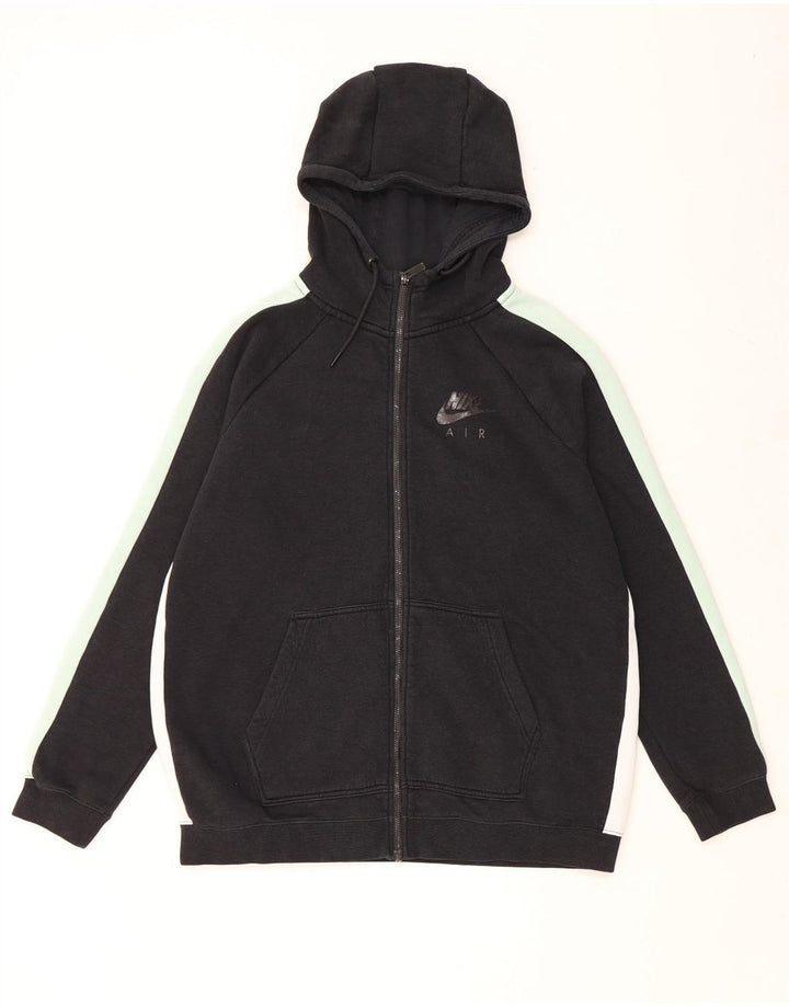 Pulover NIKE pentru bărbați, cu fermoar, bumbac color bloc mare, negru