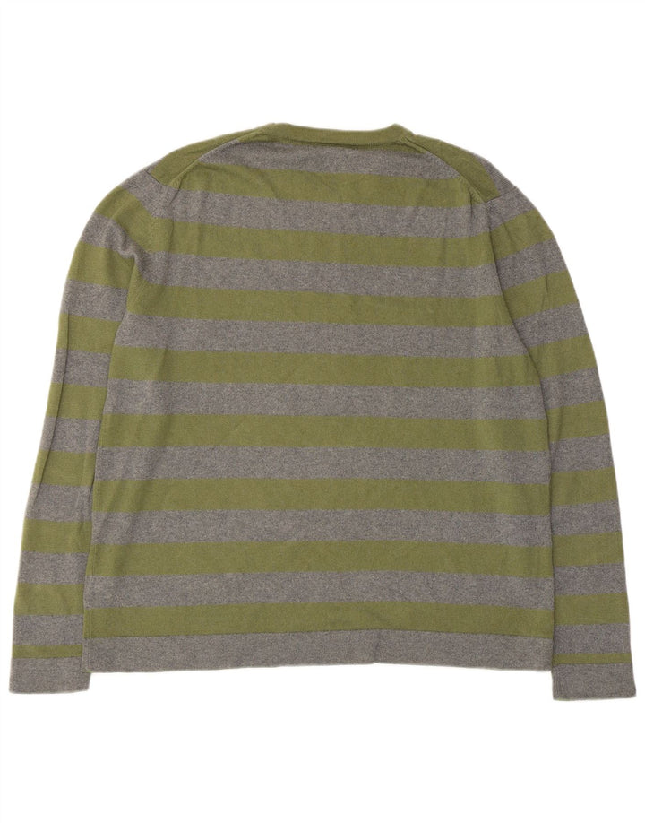 Pulover pentru bărbați Banana Republic, cu gât crew, din mătase cu dungi gri mediu