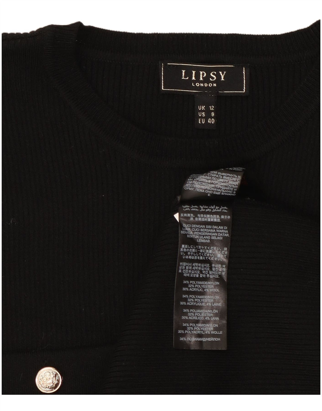 Rochie Jumper Lipsy pentru femei UK 12 Poliamidă neagră medie