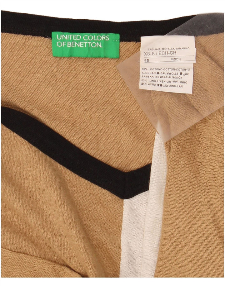 BENETTON Tricou oversize Crop pentru femei UK 6 XS Bej Colorblock