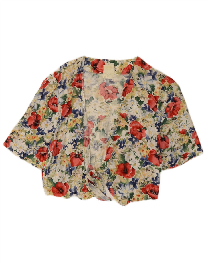 Bluză Vintage pentru femei Crop Top UK 12 Medium Multicolor Floral Viscose