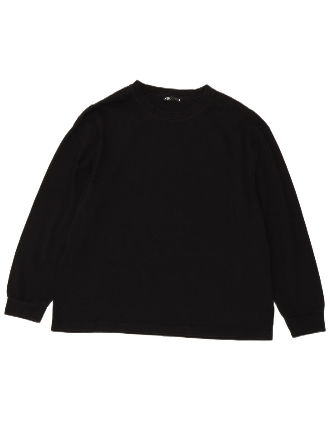 Top femeie Zara cu mânecă lungă UK 16 mare, negru, bumbac