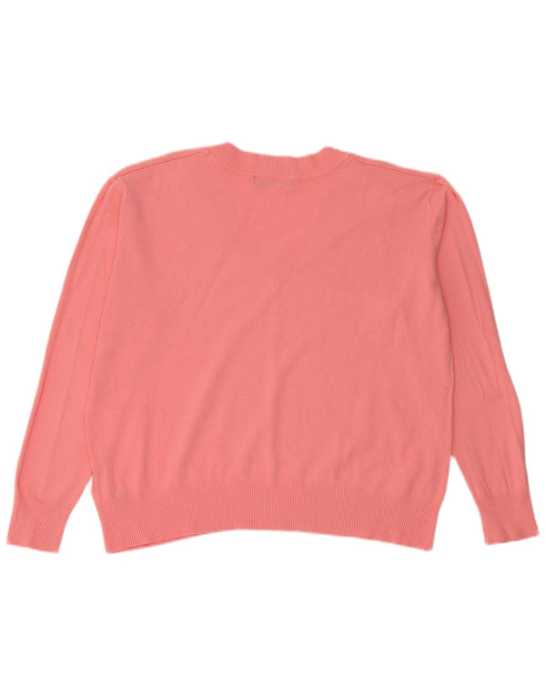 Pulover pentru femei Marks & Spencer cu decolteu în V UK 14, bumbac roz mediu