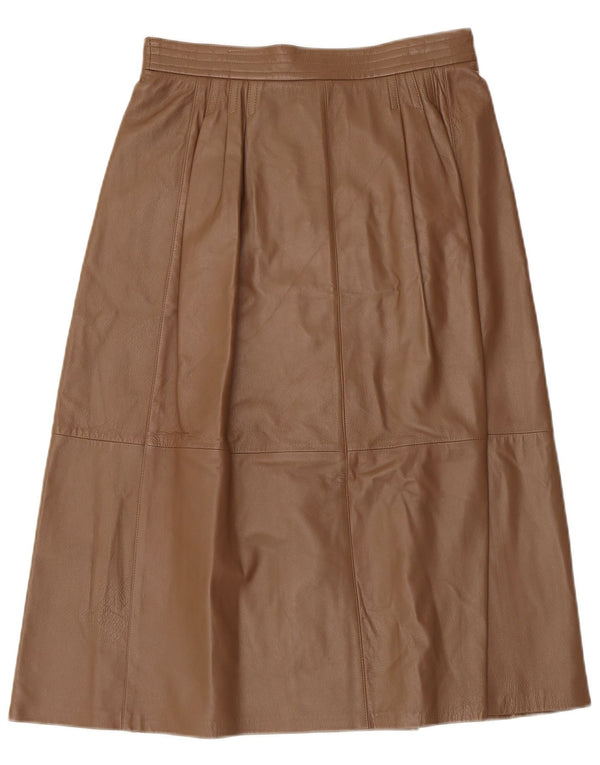 Fusta din piele plisată vintage pentru femei UK 12 Medium W30 Piele maro