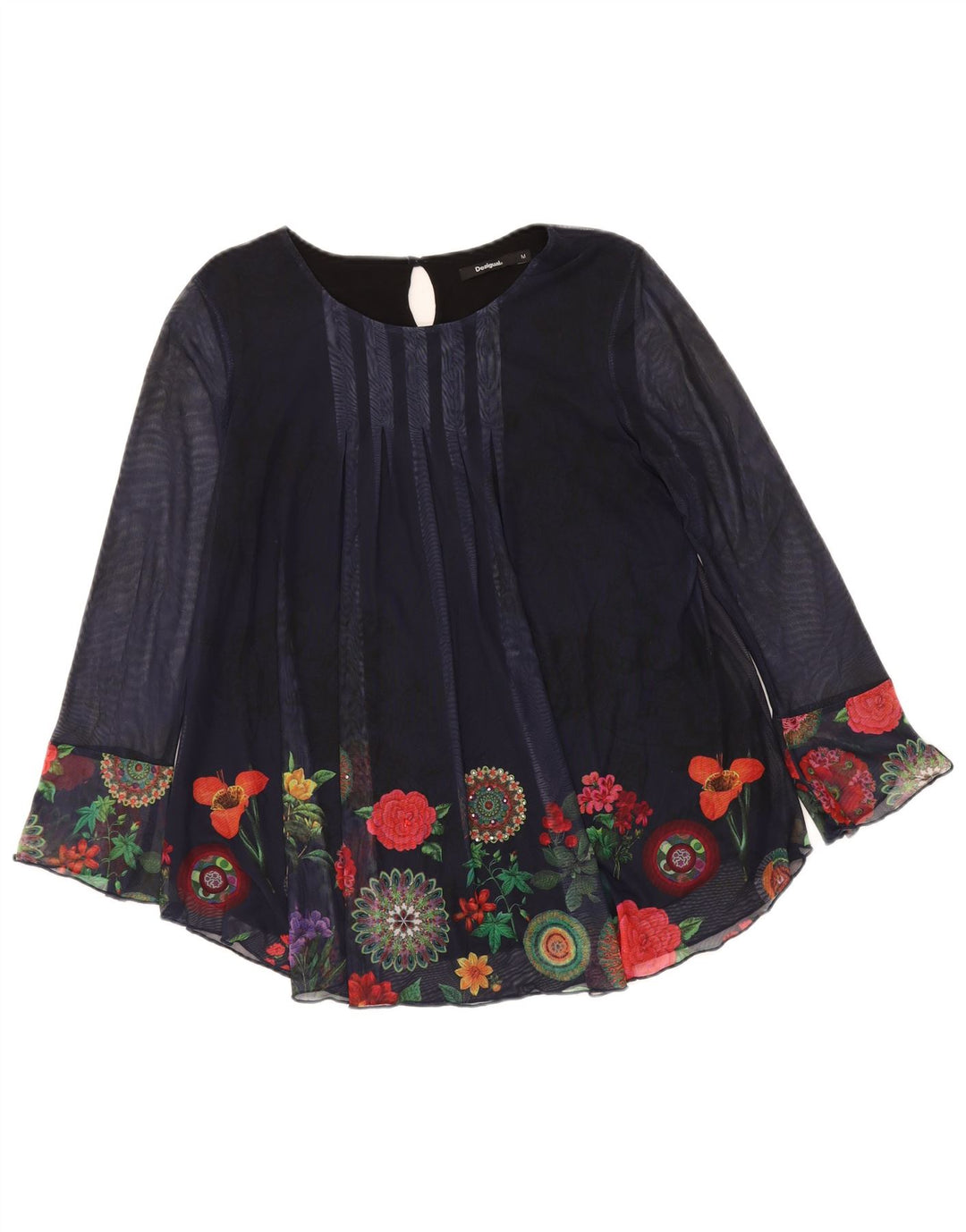 Bluză cu mânecă lungă pentru femei DESIGUAL UK 12 Medium Bleumarin Floral