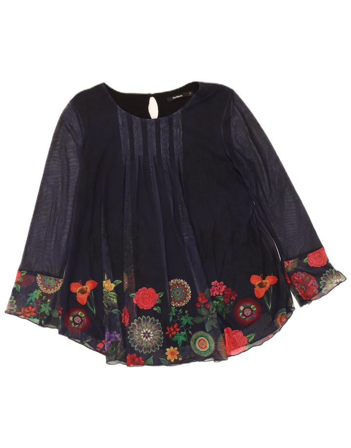 Bluză cu mânecă lungă pentru femei DESIGUAL UK 12 Medium Bleumarin Floral