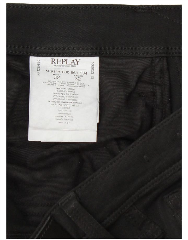 Replay Blugi subțiri Anbass distressed pentru femei W32 L30 bumbac negru